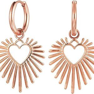 14K Gold Plated Heart Dangle Drop Earrings, Sparkling Dainty Earrings for Women